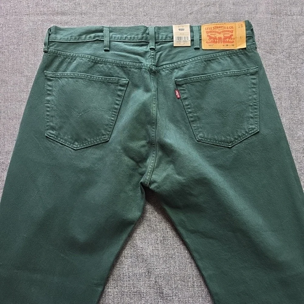 Levis 501 Original Fit Jeans Green 38x32 Straight Leg Button Fly Mens NWT